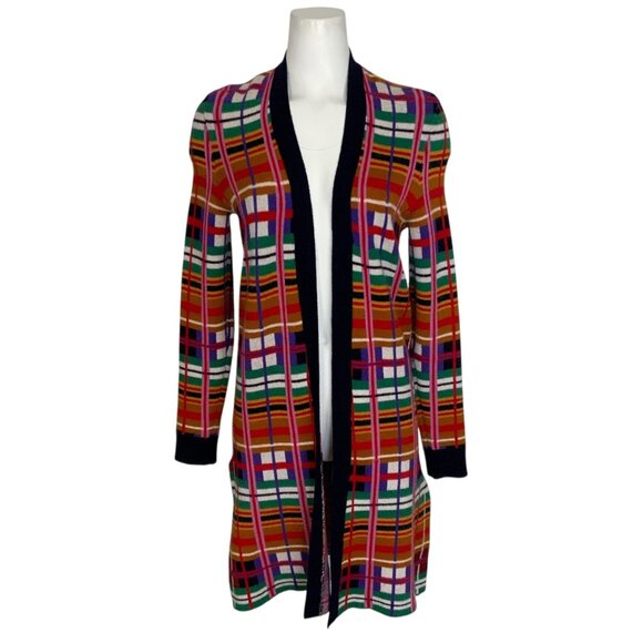 Anthropologie Moth Williston Plaid Cardigan Sweater XS Multicolor MISSING BELT - Picture 1 of 12
